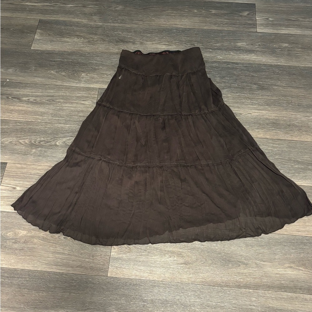 Elegant Brown Tiered Skirt
